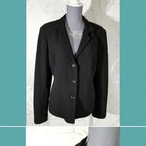 Eileen Fisher Black Crinkle Textured Blazer Jacket